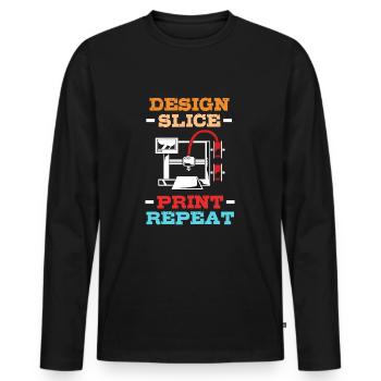 3D Printing - Men's Premium Organic Long Sleeve Shirt - black - Front - Nico (187cm)