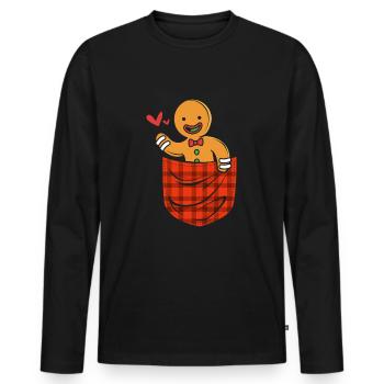 bonhomme en pain d’épice Coeur en pain d’épice Snacking en pain d’épice - T-shirt manches longues Premium bio Homme - noir - Devant - Nico (187cm)