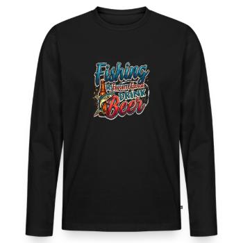 Pêche - La meilleure excuse pour une bière - T-shirt manches longues Premium bio Homme - noir - Devant - Nico (187cm)