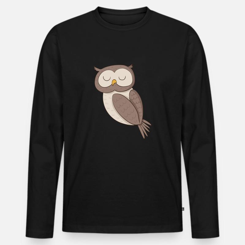 Vogel Eule - Männer Premium Bio Langarmshirt - Schwarz