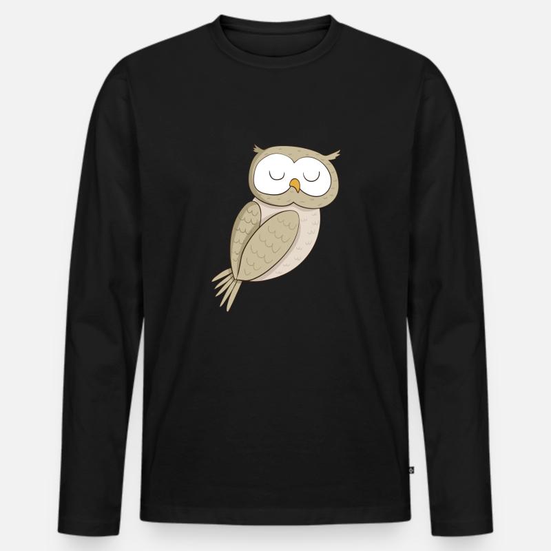 Lustige Eule Comic - Männer Premium Bio Langarmshirt - Schwarz