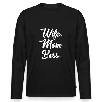 Femme maman patron maman maman maman anniversaire fête des mères - T-shirt manches longues Premium bio Homme - noir - Devant - Nico (187cm)