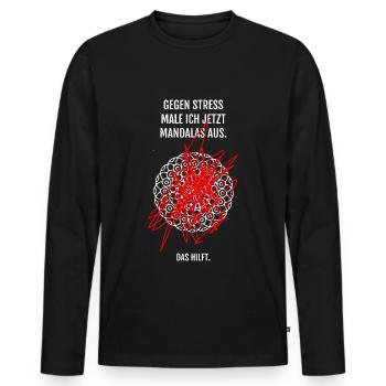 Mandala Stress - Männer Premium Bio Langarmshirt - Schwarz - Vorne - Nico (187cm)