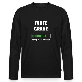 faute grave chargement en cours - T-shirt manches longues Premium bio Homme - noir - Devant - Nico (187cm)