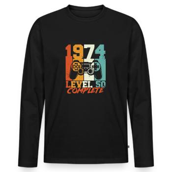50 Geburtstag 50 Jahre Gamer Level 50 Complete - Männer Premium Bio Langarmshirt - Schwarz - Vorne - Nico (187cm)
