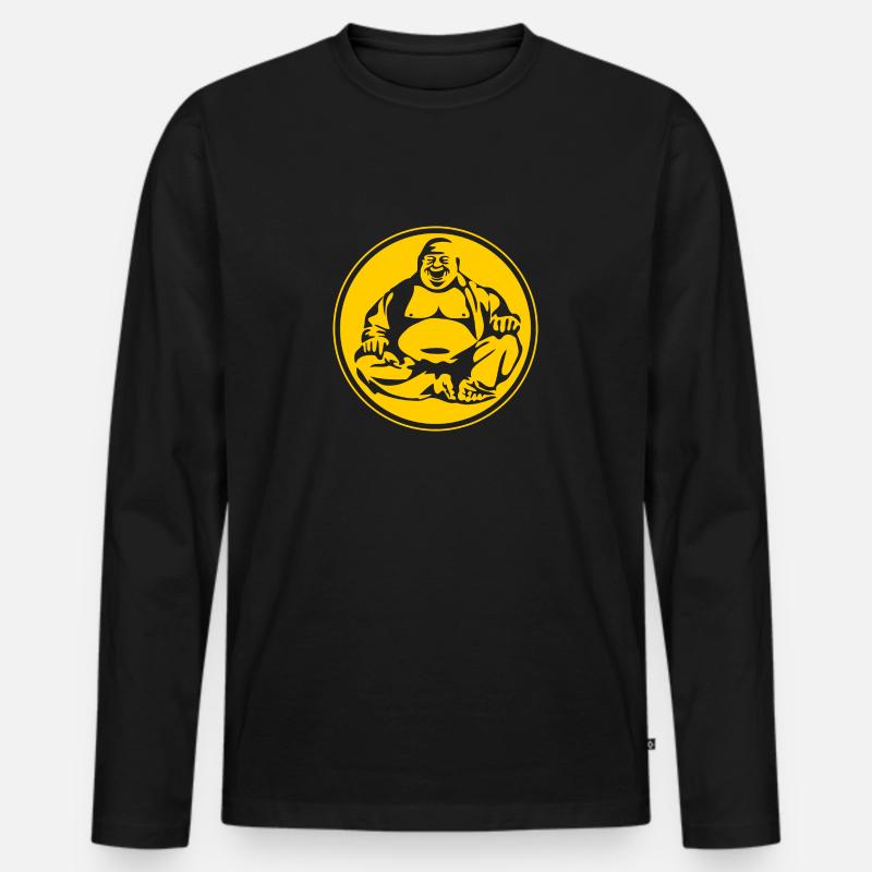 Buddha - Männer Premium Bio Langarmshirt - Schwarz