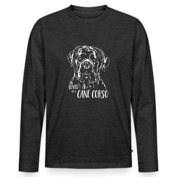 CANE CORSO ITALIANO loved by a Cane Corso Wilsigns - Männer Premium Bio Langarmshirt - Anthrazit meliert - Vorne - Nico (187cm)