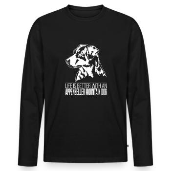 Appenzeller Mountain Dog life is better Hunde - Männer Premium Bio Langarmshirt - Schwarz - Vorne - Nico (187cm)