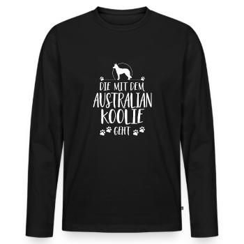 Die mit Australian Koolie geht Hunde Hund Wilsigns - Männer Premium Bio Langarmshirt - Schwarz - Vorne - Nico (187cm)