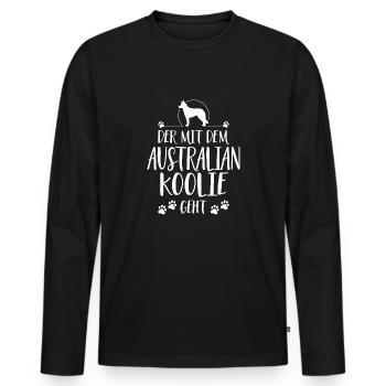 Der mit Australian Koolie geht Hunde Hund Wilsigns - Männer Premium Bio Langarmshirt - Schwarz - Vorne - Nico (187cm)