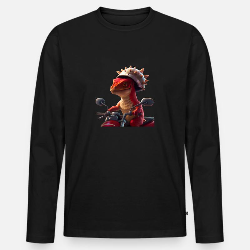 Happy Dino - Männer Premium Bio Langarmshirt - Schwarz