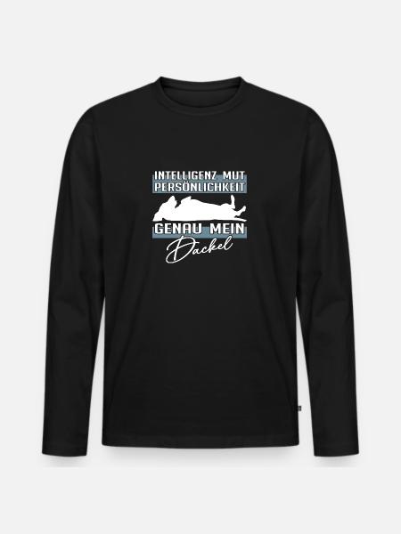 Intelligenz Mut Persönlichkeit - mein Dackel - Männer Premium Bio Langarmshirt - Schwarz