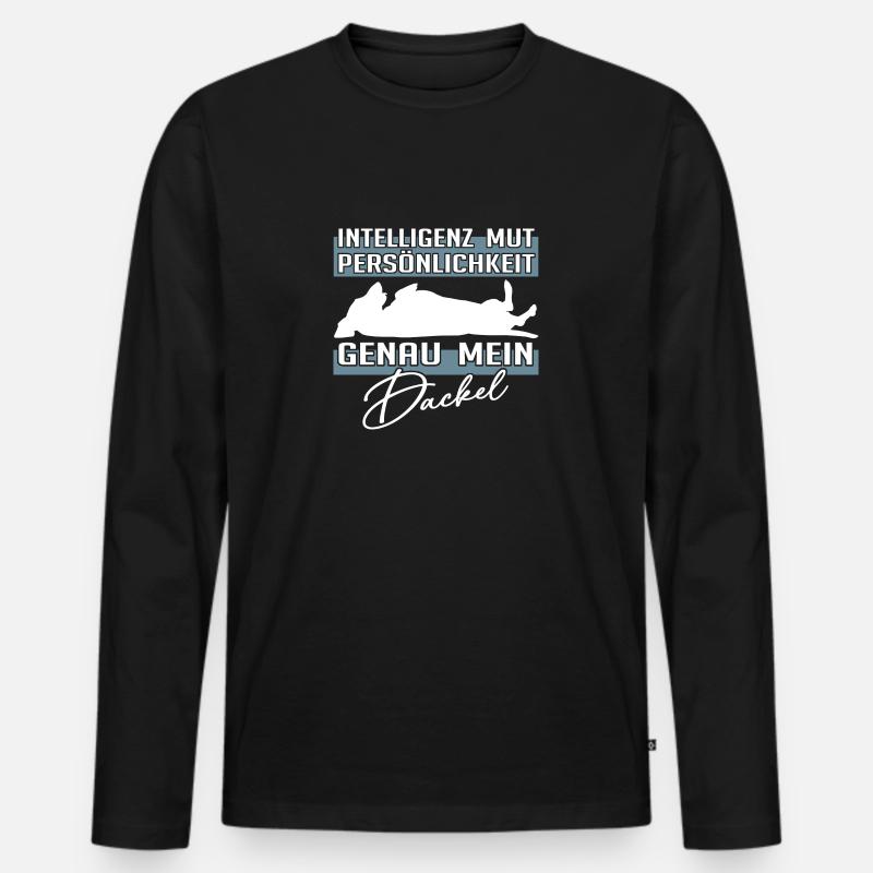 Intelligenz Mut Persönlichkeit - mein Dackel - Männer Premium Bio Langarmshirt - Schwarz