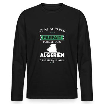 Je ne suis pas parfait mais je suis Algérien - T-shirt manches longues Premium bio Homme - noir - Devant - Nico (187cm)