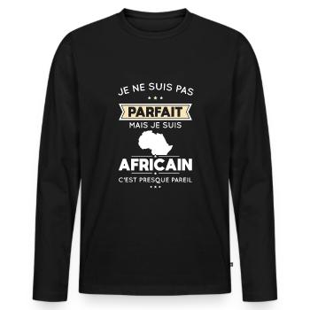 Je ne suis pas parfait mais je suis Africain - T-shirt manches longues Premium bio Homme - noir - Devant - Nico (187cm)