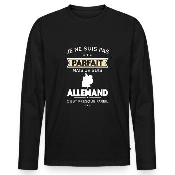 Je ne suis pas parfait mais je suis Allemand - T-shirt manches longues Premium bio Homme - noir - Devant - Nico (187cm)