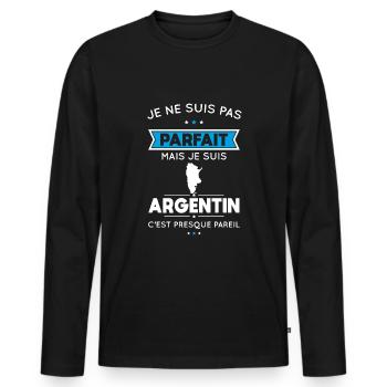 Je ne suis pas parfait mais je suis Argentin - T-shirt manches longues Premium bio Homme - noir - Devant - Nico (187cm)