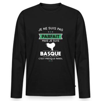 Je ne suis pas parfait mais je suis Basque - T-shirt manches longues Premium bio Homme - noir - Devant - Nico (187cm)
