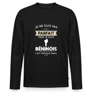 Je ne suis pas parfait mais je suis Béninois - T-shirt manches longues Premium bio Homme - noir - Devant - Nico (187cm)