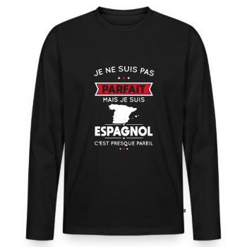 Je ne suis pas parfait mais je suis Espagnol - T-shirt manches longues Premium bio Homme - noir - Devant - Nico (187cm)