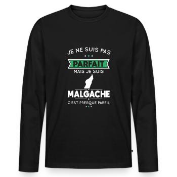 Je ne suis pas parfait mais je suis Malgache - T-shirt manches longues Premium bio Homme - noir - Devant - Nico (187cm)