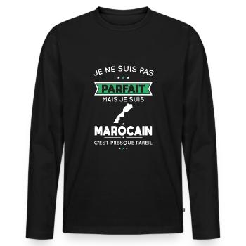 Je ne suis pas parfait mais je suis Marocain - T-shirt manches longues Premium bio Homme - noir - Devant - Nico (187cm)
