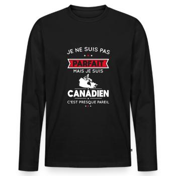 Je ne suis pas parfait mais je suis Canadien - T-shirt manches longues Premium bio Homme - noir - Devant - Nico (187cm)