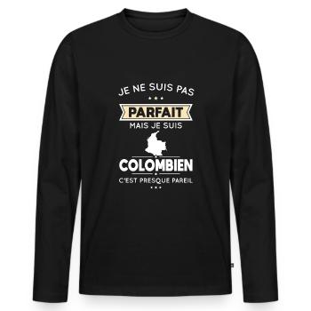 Je ne suis pas parfait mais je suis Colombien - T-shirt manches longues Premium bio Homme - noir - Devant - Nico (187cm)