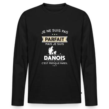 Je ne suis pas parfait mais je suis Danois - T-shirt manches longues Premium bio Homme - noir - Devant - Nico (187cm)