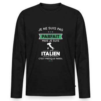 Je ne suis pas parfait mais je suis Italien - T-shirt manches longues Premium bio Homme - noir - Devant - Nico (187cm)
