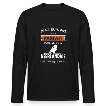 Je ne suis pas parfait mais je suis Néerlandais - T-shirt manches longues Premium bio Homme - noir - Devant - Nico (187cm)