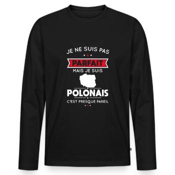 Je ne suis pas parfait mais je suis Polonais - T-shirt manches longues Premium bio Homme - noir - Devant - Nico (187cm)