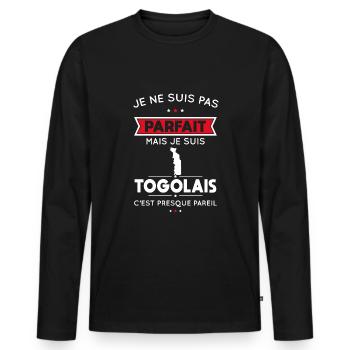 Je ne suis pas parfait mais je suis Togolais - T-shirt manches longues Premium bio Homme - noir - Devant - Nico (187cm)