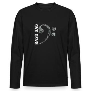 Bass Dad - Papa joue de la basse - Clé de fa - T-shirt manches longues Premium bio Homme - noir - Devant - Nico (187cm)