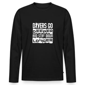 Divers go deeperand stay longer - Männer Premium Bio Langarmshirt - Schwarz - Vorne - Nico (187cm)