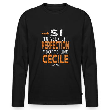 Cécile Si tu veux la perfection adopte une cecile - T-shirt manches longues Premium bio Homme - noir - Devant - Nico (187cm)