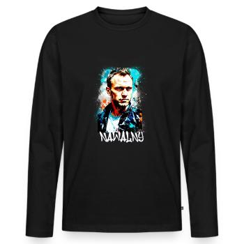 hero,nawalny,graffiti,flagge,russland - Männer Premium Bio Langarmshirt - Schwarz - Vorne - Nico (187cm)
