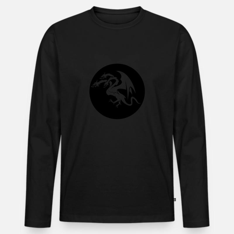dragon 3 head - Männer Premium Bio Langarmshirt - Schwarz