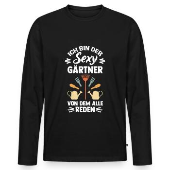 Sexy Gärtner Farmer Gemüse Garten Liebe Spruch Nat - Männer Premium Bio Langarmshirt - Schwarz - Vorne - Nico (187cm)