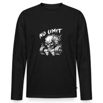 No Limit Hard Workout Skull with Dumbbell - Men's Premium Organic Long Sleeve Shirt - black - Front - Nico (187cm)