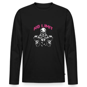 No Limit Workout Bodybuilding Skull with Dumbbell - Men's Premium Organic Long Sleeve Shirt - black - Front - Nico (187cm)