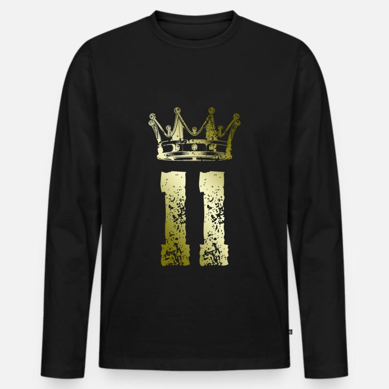 11 Zahl Krone - Männer Premium Bio Langarmshirt - Schwarz