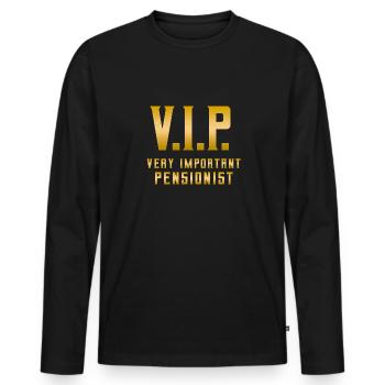 VIP very important pensionist Rentner Ruhestand - Männer Premium Bio Langarmshirt - Schwarz - Vorne - Nico (187cm)