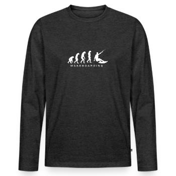 Wakeboarding Evolution motif - T-shirt manches longues Premium bio Homme - anthracite chiné - Devant - Nico (187cm)