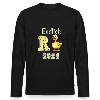 Rente 2024 mit Ente Rentner Ruhestand | R Ente - Männer Premium Bio Langarmshirt - Schwarz - Vorne - Nico (187cm)