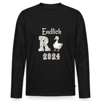 Rente 2024 mit Ente Rentner Ruhestand | R Ente - Männer Premium Bio Langarmshirt - Schwarz - Vorne - Nico (187cm)