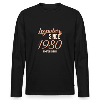 Legendary since 1980 limited edition - Männer Premium Bio Langarmshirt - Schwarz - Vorne - Nico (187cm)