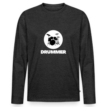 Batteur Shirt Band Schlagzeuger Zubehör Geschenk - T-shirt manches longues Premium bio Homme - anthracite chiné - Devant - Nico (187cm)