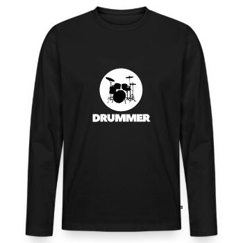 Batteur Shirt Band Schlagzeuger Zubehör Geschenk - T-shirt manches longues Premium bio Homme - noir - Devant - Nico (187cm)