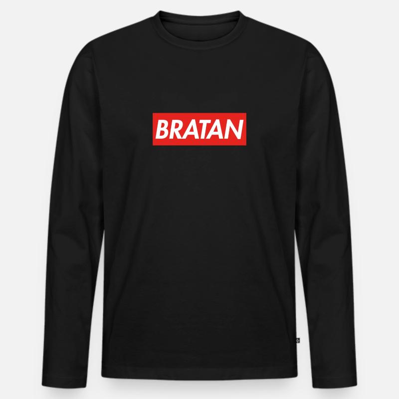 BRATAN - Männer Premium Bio Langarmshirt - Schwarz